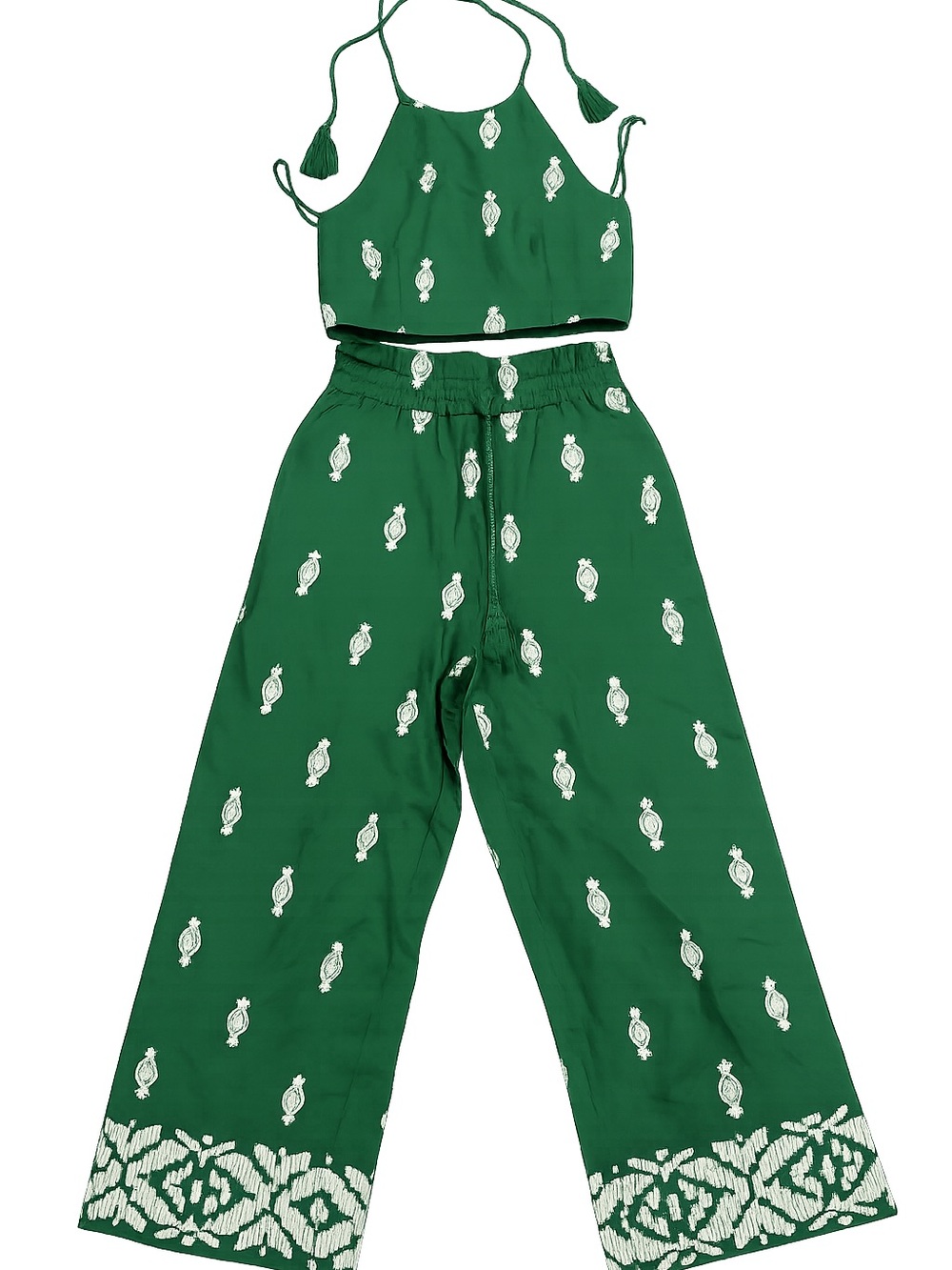 House of Harlow 1960 Green Printed Cropped Jumpsuit Set